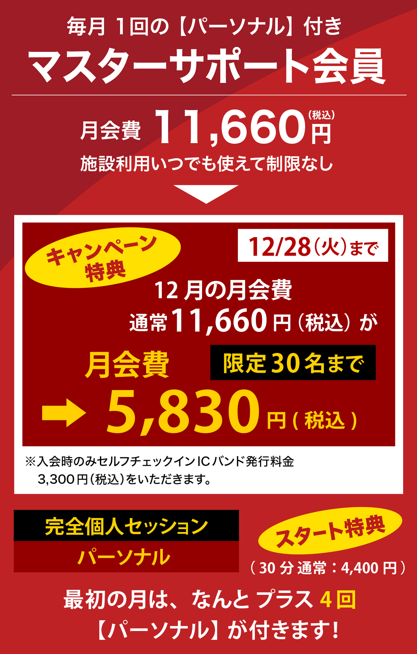 マスターサポート会員 月会費11,660円（税込）